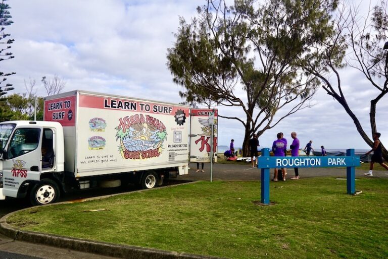 Kirra Point Surf School van at Kirra